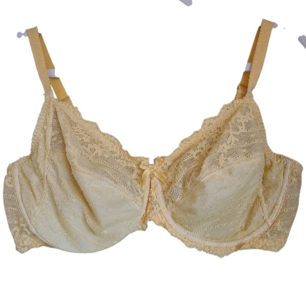 chantelle rive gauche 3281 lace full coverage unlined bra plus 38dd yellow
